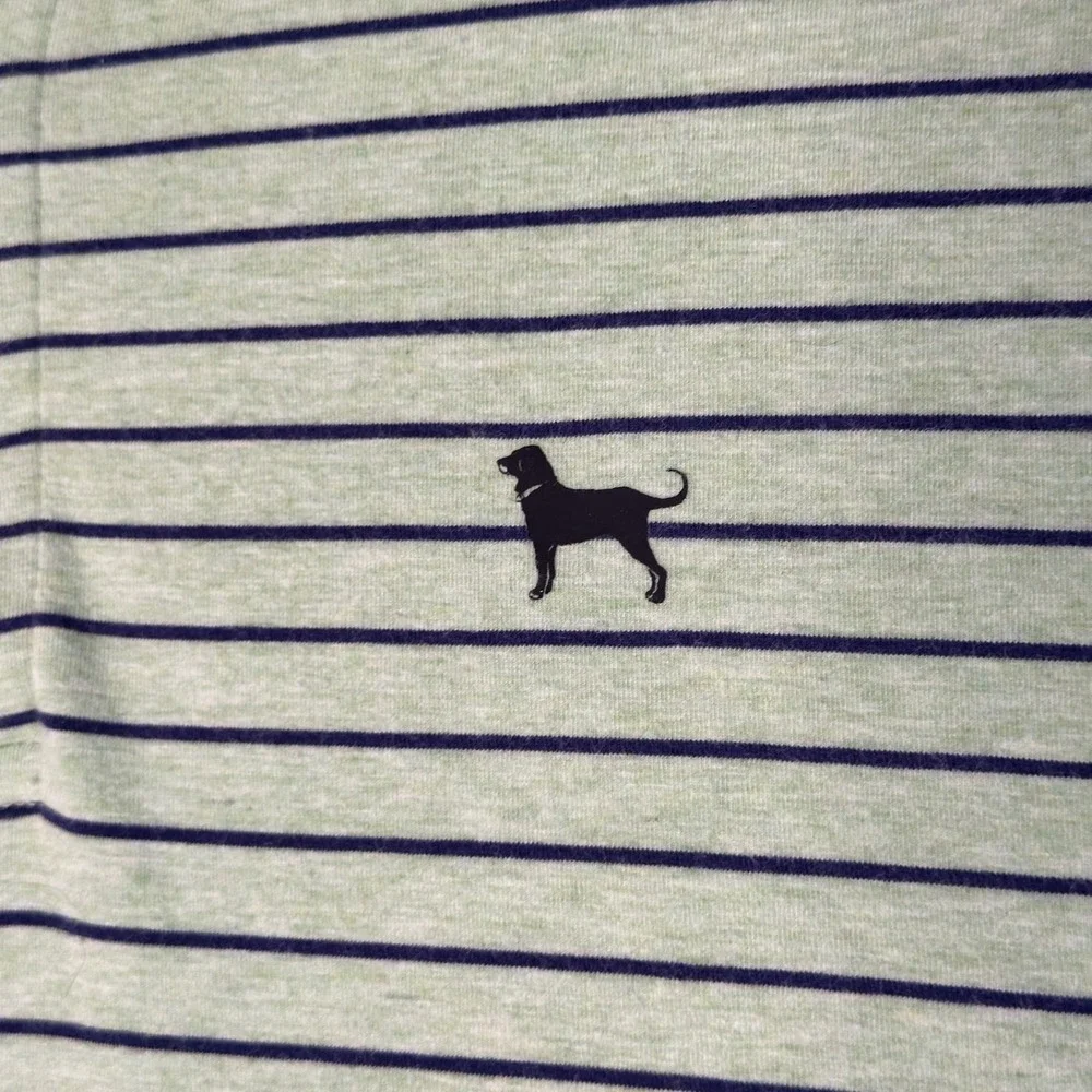 The Black‎ Dog Striped Polo Shirt Mens XL Short Sleeve Green Golf Casual